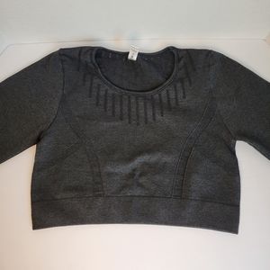 Black Womens Activewear Long Sleeve crop Top